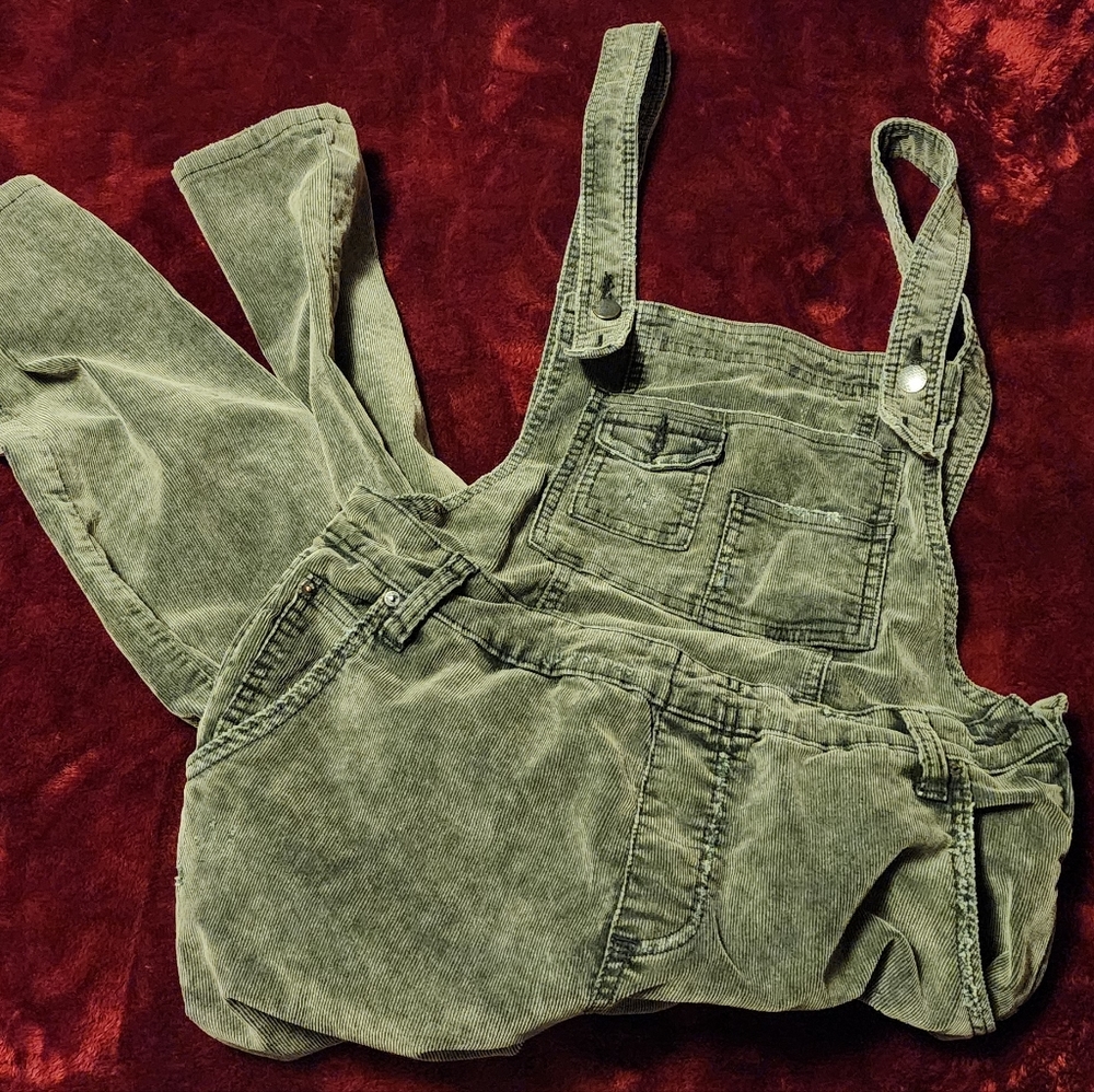 Free People size 27 gray green dark corduroy overall pants